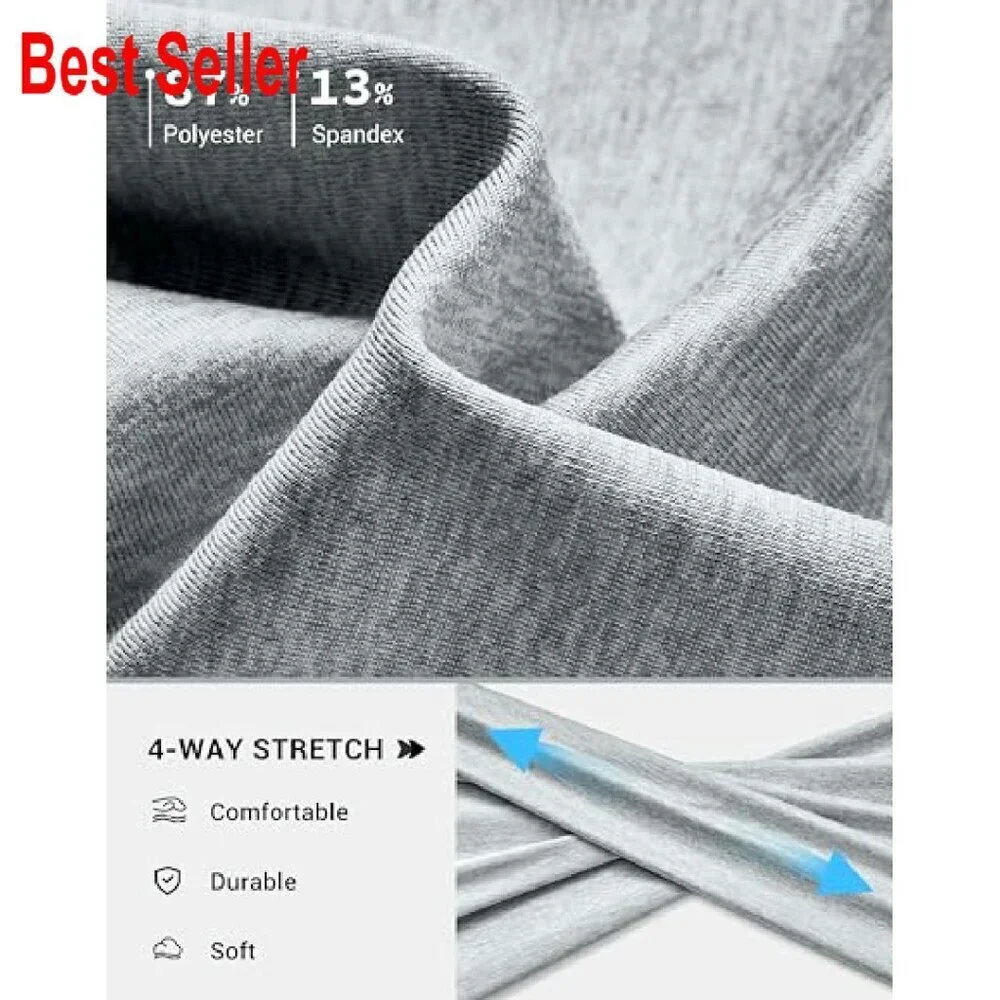 Men's Tapered Joggers Stretch Athletic Sweatpants Zipper Pockets Quick Dry